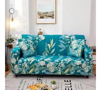 Sofa Cover Fleur Bleue Housse de Canapé d'angle Fauteuil Extensible Housse pour Canapé Lavable Spandex Couvre Canape Amovible Recouvre Canape Universel Antidérapant 4 Places