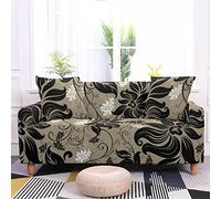 Sofa Cover Fleur Noire Brune Housse de Canapé d'angle Extensible Spandex Couvre Canape Lavable Housse pour Canapé Protection Antidérapante Universelle Recouvre Canape 2 Places