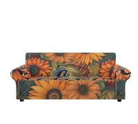 Sofa Cover Fleur Orange Rétro Housse de Canapé d'angle Extensible Spandex Couvre Canape Lavable Housse pour Canapé Protection Antidérapante Universelle Recouvre Canape 1 Place