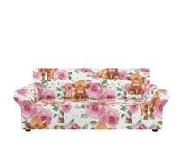 Sofa Cover Fleur Rose Blanche Housse de Canapé d'angle Extensible Spandex Couvre Canape Lavable Housse pour Canapé Protection Antidérapante Universelle Recouvre Canape 2 Places