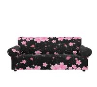 Sofa Cover Fleur Rose Noir Housse de Canapé d'angle Extensible Spandex Couvre Canape Lavable Housse pour Canapé Protection Antidérapante Universelle Recouvre Canape 4 Places