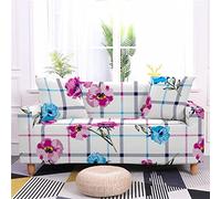 Sofa Cover Fleurs Bleues Rouges Housse de Canapé d'angle Extensible Spandex Couvre Canape Lavable Housse pour Canapé Protection Antidérapante Universelle Recouvre Canape 2 Places