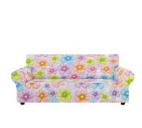 Sofa Cover Fleurs Colorées Housse de Canapé d'angle Extensible Spandex Couvre Canape Lavable Housse pour Canapé Protection Antidérapante Universelle Recouvre Canape 4 Places
