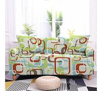 Sofa Cover Géométrie Abstraite Verte Housse de Canapé d'angle Extensible Spandex Housse pour Canapé Protection Antidérapante Couvre Canape Lavable Universelle Recouvre Canape 4 Places