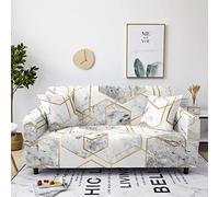 Sofa Cover Géométrie Or Gris Housse de Canapé d'angle Extensible Spandex Couvre Canape Lavable Housse pour Canapé Protection Antidérapante Universelle Recouvre Canape 2 Places