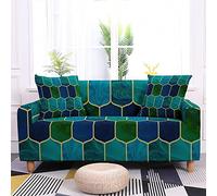 Sofa Cover Géométrie Verte Housse de Canapé d'angle Extensible Spandex Couvre Canape Lavable Housse pour Canapé Protection Antidérapante Universelle Recouvre Canape 1 Place
