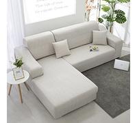 Sofa Cover Ivoire Blanc Housse de Canapé d'angle Fauteuil Extensible Couvre Canapé 3 Places Lavable Spandex Housse de Canape 3 Places Amovible Recouvre Canape Universel Antidérapant