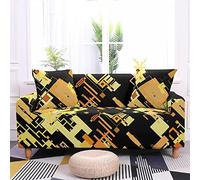 Sofa Cover Jaune Noir Abstrait Housse de Canapé d'angle Extensible Spandex Couvre Canape Lavable Housse pour Canapé Protection Antidérapante Universelle Recouvre Canape 4 Places