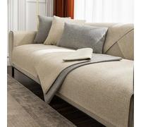 Sofa Cover Linen Sofa Cushion Covers Striped Couch Slipcover for Living Room Non-Slip Couch Armrest Backrest Towel Washable Slipcovers Couch Cover Furniture Protector(Beige,35 * 63")
