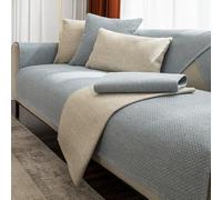 Sofa Cover Linen Sofa Cushion Covers Striped Couch Slipcover for Living Room Non-Slip Couch Armrest Backrest Towel Washable Slipcovers Couch Cover Furniture Protector(Light Blue,35 * 63")