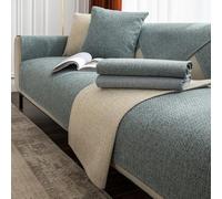 Sofa Cover Linen Sofa Cushion Covers Striped Couch Slipcover for Living Room Non-Slip Couch Armrest Backrest Towel Washable Slipcovers Couch Cover Furniture Protector(Grey-Green,27 * 27")