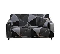 Sofa Cover Minimaliste Noir Gris Housse de Canapé d'angle Fauteuil Extensible Housse pour Canapé Lavable Spandex Couvre Canape Amovible Recouvre Canape Universel Antidérapant 2 Places