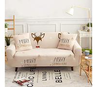 Sofa Cover Noël Beige Animaux Housse de Canapé d'angle Fauteuil Extensible Housse pour Canapé Lavable Spandex Couvre Canape Amovible Recouvre Canape Universel Antidérapant 2 Places