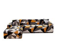 Sofa Cover Orange Gris Noir Housse de Canapé d'angle Fauteuil Extensible Housse pour Canapé Lavable Spandex Couvre Canape Amovible Recouvre Canape Universel Antidérapant 2 Places