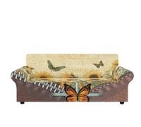 Sofa Cover Papillon Rétro Jaune Housse de Canapé d'angle Extensible Spandex Couvre Canape Lavable Housse pour Canapé Protection Antidérapante Universelle Recouvre Canape 2 Places
