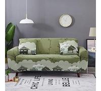 Sofa Cover Vert Olivier Blanc Housse de Canapé d'angle Fauteuil Extensible Housse pour Canapé Lavable Spandex Couvre Canape Amovible Recouvre Canape Universel Antidérapant 2 Places