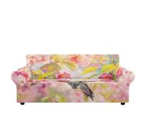 Sofa Cover Vert Rose Housse de Canapé d'angle Extensible Spandex Couvre Canape Lavable Housse pour Canapé Protection Antidérapante Universelle Recouvre Canape 4 Places