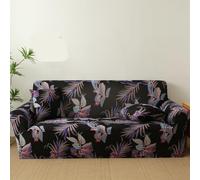 Sofa Cover Violet Feuilles Noir Housse de Canapé d'angle Fauteuil Extensible Housse pour Canapé Lavable Spandex Couvre Canape Amovible Recouvre Canape Universel Antidérapant 4 Places