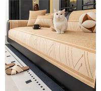 Sofa Covers, Couch Cover for Dogs, Soft Velvet Sofa Protector, Non Slip and Washable, for 2/3/4 Cushion Couch, Elegant Embroidery Throw Blanket, All Season(Beige,90 * 160cm)