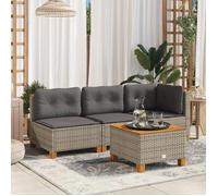 SOFA DE JARDIN/Salon bas de jardin Gris Magnifique Canapé d'angle de jardin avec coussins gris résine tressée 63,5x63,5x62cm CL90151