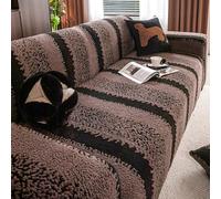 Sofa Élastique Moelleux À Fourrure Et Taie d'oreiller Élastique Moelleux, Couvercle de Canapé À Bande Verticale pour 1 2 3 4 5 Places Complète de Couverture Complète de Meubles Brown 305-360cm