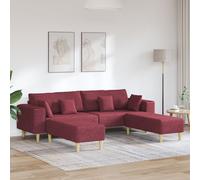 Sofa en tissu avec coussin avec oreiller 3 pcs Bordeaux 208 cm tissu