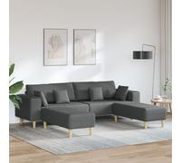 Sofa en tissu avec coussin avec oreiller 3 pcs Gris foncé 208 cm tissu