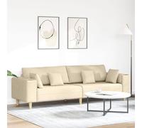 Sofa en tissu avec coussin avec oreiller Crème 208 cm tissu