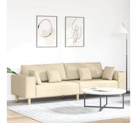 Sofa en tissu avec coussin avec oreiller Crème 208 cm tissu