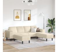 Sofa en tissu avec coussin Crème 208 cm Tissu en velours côtelé
