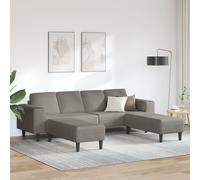 Sofa en tissu avec coussin Gris clair 208 cm Tissu en velours côtelé