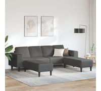 Sofa en tissu avec coussin Gris foncé 208 cm Tissu en velours côtelé