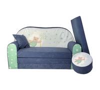 Sofa enfant convertible - FORTISLINE - Ourson Pissenlit - Bleu - L: 100cm H: 60 cm P: 50 cm