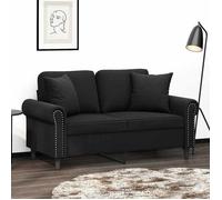 Sofa intérieure moderne, vidaXL, Canapé 2 places avec oreillers décoratifs noir 120 cm velours(2269）