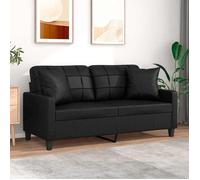 Sofa intérieure moderne, vidaXL, Canapé 2 places avec oreillers décoratifs noir 140cm similicuir(5104）