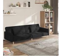 Sofa intérieure moderne, vidaXL, Canapé-lit à 2 places avec deux oreillers noir tissu(2181）
