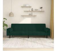Sofa intérieure moderne, vidaXL, Canapé-lit à 2 places avec deux oreillers Vert foncé Velours(9616）