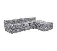 Sofa Poof modulable Convertible 4 Places en Tissu Gris Clair