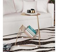Sofa Side Table Metal Small Coffee Table White Magazine Storage Leisure Side Table Corner Tabl (Color : Gray, Size : 50 * 50 * 60cm) (Grey 50 * 50 * 60cm)