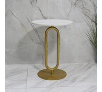 Sofa Small Side Table Light Light Rock Board Modern Simple Living Room Small Tea Table Corner Table Bedsid (Color : White+Gold Feet Size : 454555cm) (White+Gold Feet 40 * 40 * 55cm)