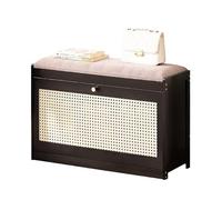 SOFACHEN Meuble À Chaussures en Bois, avec Assise, Banc De Rangement avec Tiroir Rabattable, Banc À Chaussures Rembourré, pour Couloir, Salon, Peut Contenir 220 Livres(Black,27.5in(70cm))