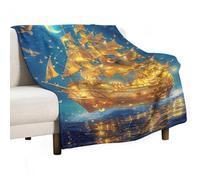 Sofadecke Piratenschiff „Golden Moon“ Kuscheldecken Flauschig Kuscheldecke Perfekte Decke Flanell Winter Für Geschenke Büro M