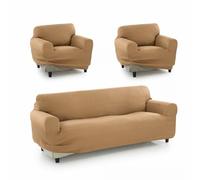 SOFAKOVER® Housse de canapé Super élastique, Motif Exclusif, Respirante, Confortable et Durable, Facile à Installer (3 Places et Deux Housses pour 1 Place), Couleur dorée