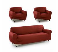 SOFAKOVER® Housse de canapé Super élastique, Respirante et Durable, Facile à Installer (3 Places et 2 Housses pour 1 Place), Orange foncé