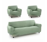 Sofakover® Housse de canapé Super élastique, Respirante et Durable, Facile à Installer (3 Places et Deux Housses pour 1 Place), Turquoise