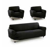 SOFAKOVER® Housse de canapé Super Extensible, Design Exclusif, Respirante, Confortable et Durable, Facile à Installer (3 Places et 2 Housses pour 1 Place), Noir