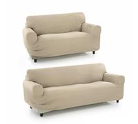 SOFAKOVER® Lot de 2 Housses de canapé Super élastiques, Respirantes, Confortables et durables, faciles à Installer, pour canapé 3 et 2 Places, Beige