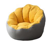Sofdicht Housse de Chaise Bean Bag +Housse de Footstool (No Filler), Petal Design Seat Recliner Lazy Sofa Cover for Organizing Plush Toys Memory Foam,Couples Sofa Lazy Sack,Yellow Light Grey