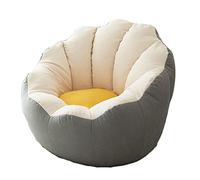 Sofdicht Housse de Chaise Bean Bag +Housse de Footstool (No Filler), Petal Design Seat Recliner Lazy Sofa Cover for Organizing Plush Toys Memory Foam,Couples Sofa Lazy Sack,Beige Light Grey