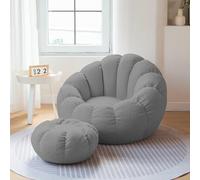 Sofdicht Sac de Haricot Pouf Coussin de Sol Siège Poire (sans Remplissage), Sac de Rangement Jouets en Peluche Couverture de Meuble pour Fauteuils Poire Salon,Gris